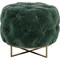 Signature Home Collection 19" Emerald Green and Gold Tufted Round Stool